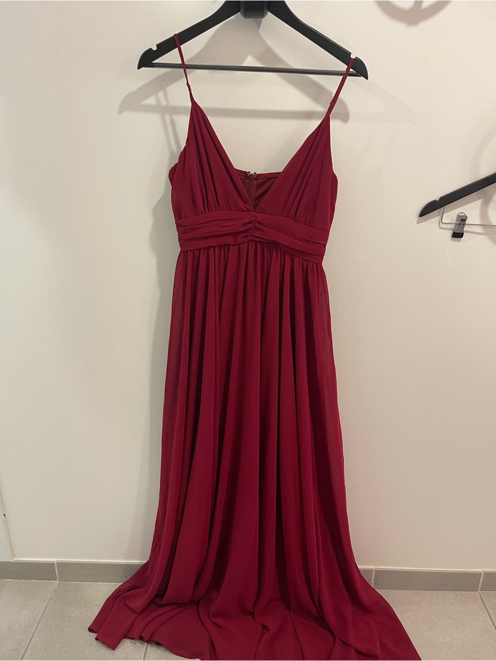 Spaghetti Strap Burgundy Evening Dress